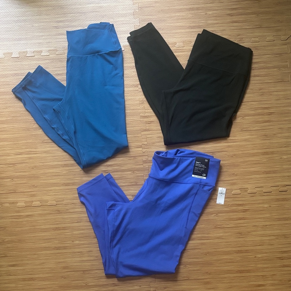 Lululemon, Sunzel, Gap - Set of Three Leggings - Blue, Teal, Deep Green XXL/18